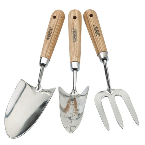 Stainless Steel Hand Fork and Trowels Set with Ash Handles (3 Piece) - 09565_1.jpg