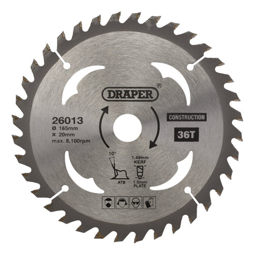 TCT Cordless Construction Circular Saw Blade for Wood & Composites, 165 x 20mm, 36T - 26013_1.jpg