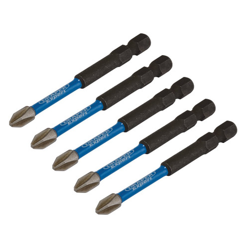 Draper Expert Cross Slot/PH Type Impact Screwdriver Bits, No.2 x 75mm, 1/4" Hex (Pack of 5) - 05676_1.jpg