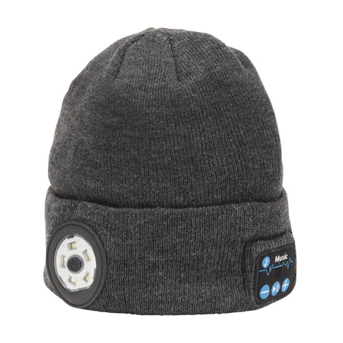 Smart Wireless Rechargeable Beanie with LED Head Torch and USB Charging Cable, Grey, One Size - 28351_1.jpg