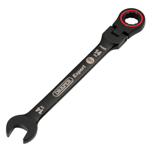 Draper Expert HI-TORQ® Metric Flexible Head Ratchet Combination Spanner, 14mm, Black - 03920_1.jpg