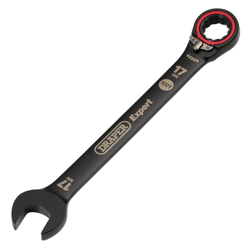 Draper Expert HI-TORQ®  Metric Reversible Ratchet Combination Spanner, 17mm, Black - 03907_1.jpg