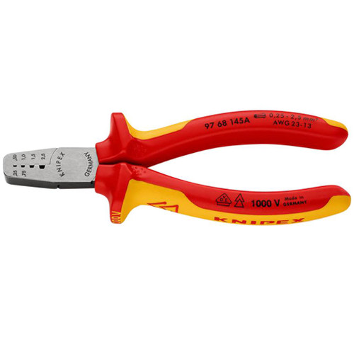 KNIPEX 97 68 145 A VDE Crimping Pliers for Wire Ferrules, 145mm - 34651_1.jpg