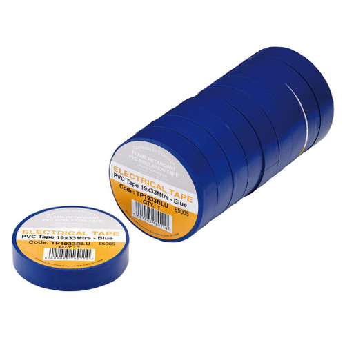 Blue PVC Electrical Insulation Tape, 19mm x 33m (Pack of 10) - 29497_1.jpg