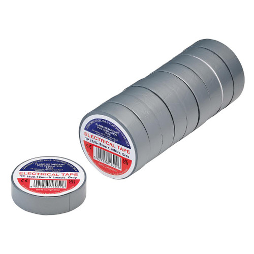 Grey PVC Electrical Insulation Tape, 19mm x 20m (Pack of 10) - 29527_1.jpg