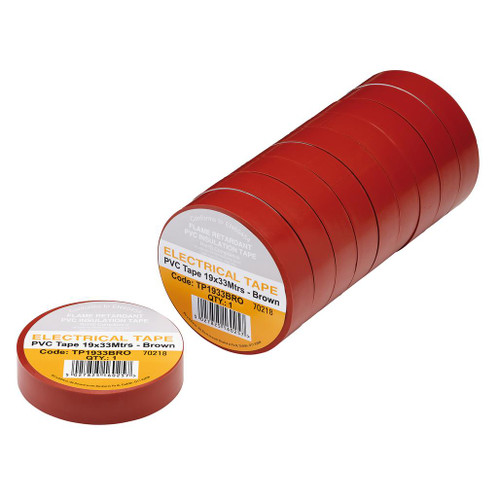 Brown PVC Electrical Insulation Tape, 19mm x 33m (Pack of 10) - 29498_1.jpg