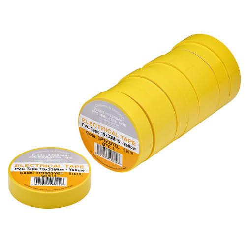 Yellow PVC Electrical Insulation Tape, 19mm x 33m (Pack of 10) - 29502_1.jpg