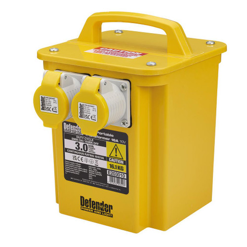 Defender E203010 110V 3kVA Portable Transformer, 16A - 35022_1.jpg
