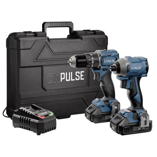 DXPULSE 18V Brushless Combi and Impact Driver Twin Kit with Drill Accessories, 2.4A Charger, 2 x 2.0Ah Battery, and Carry Case - 39658_1.jpg