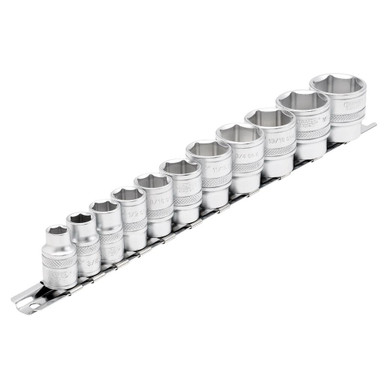 Imperial Socket Set on a Metal Rail, 3/8