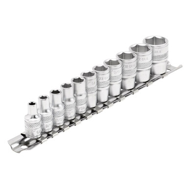 Imperial Socket Set on a Metal Rail, 1/4