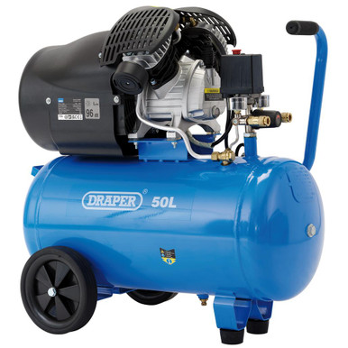 50L Direct Drive V-Twin Air Compressor, 2.2kW/3hp (29355) | Draper