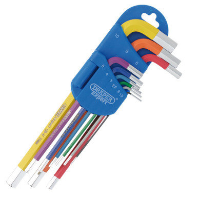 Draper Expert Metric Long Arm Hex Key Set, Colour Coded (9 Piece