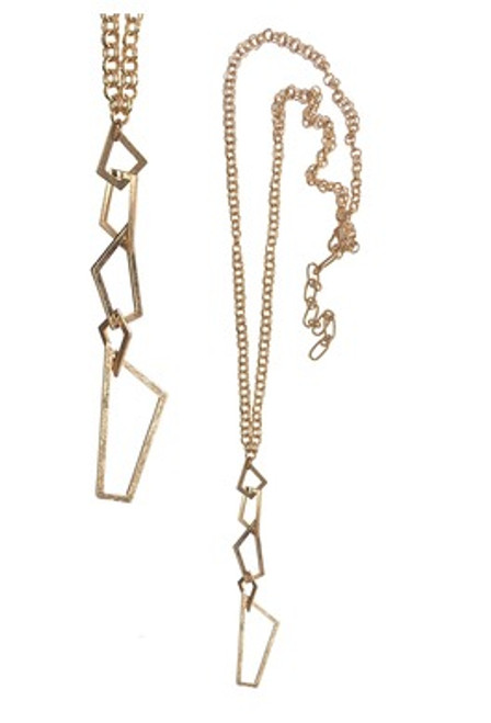 N - Puzzle Triptchy Drop W.Dble Link Chain - Worn Gold