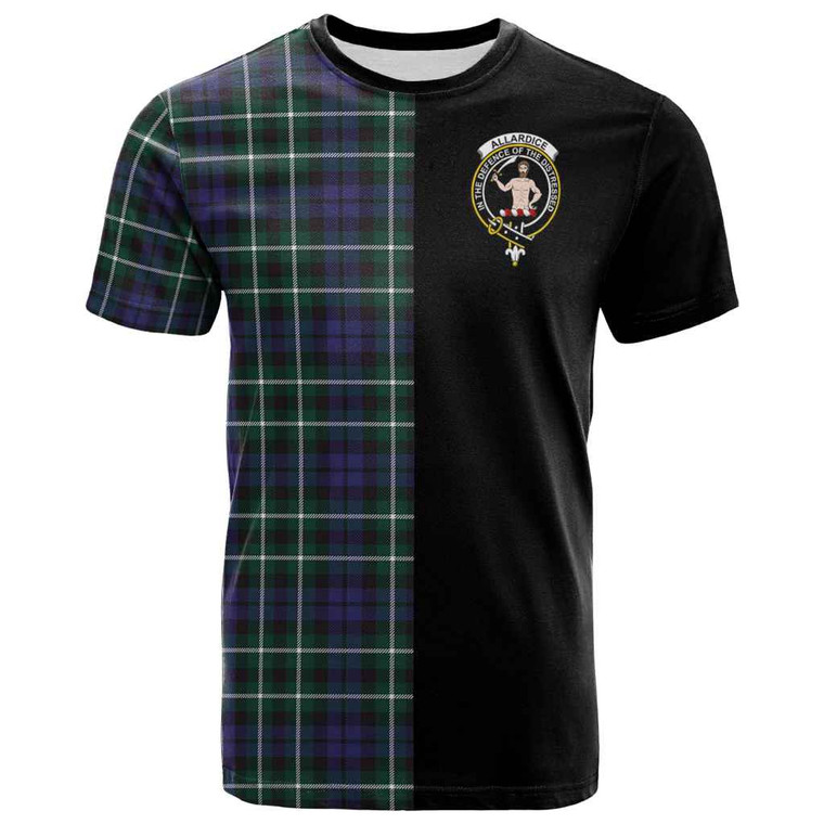 Scottish Allardice Clan Crest Tartan T-Shirt Half In Me Tartan Plaid Front Side