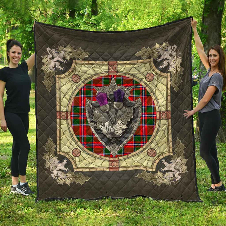 Scottish Spens Modern Clan Tartan Quilt - Crystal Thistle Shield Tartan Blether 1