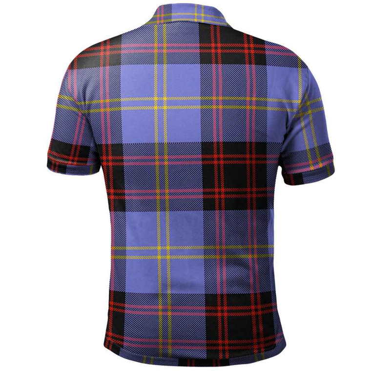 Scottish Rutherford Clan Crest Tartan Polo Shirt Back Side Tartan Blether