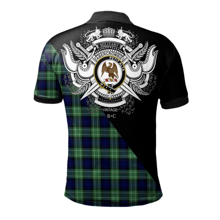 Scottish Abercrombie Clan Crest Tartan Polo Shirt - Military Logo Tartan Blether 2