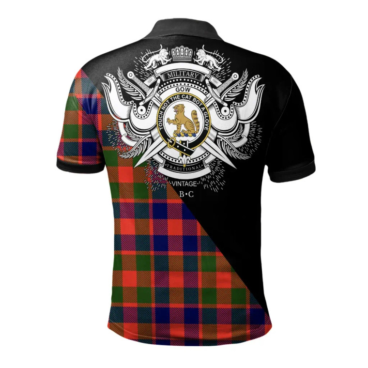 Scottish Gow (or McGouan) Clan Crest Tartan Polo Shirt - Military Logo Tartan Blether 2