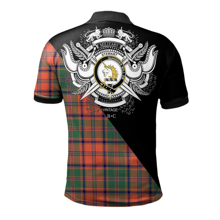 Scottish Stewart of Appin Ancient Clan Crest Tartan Polo Shirt - Military Logo Tartan Blether 2