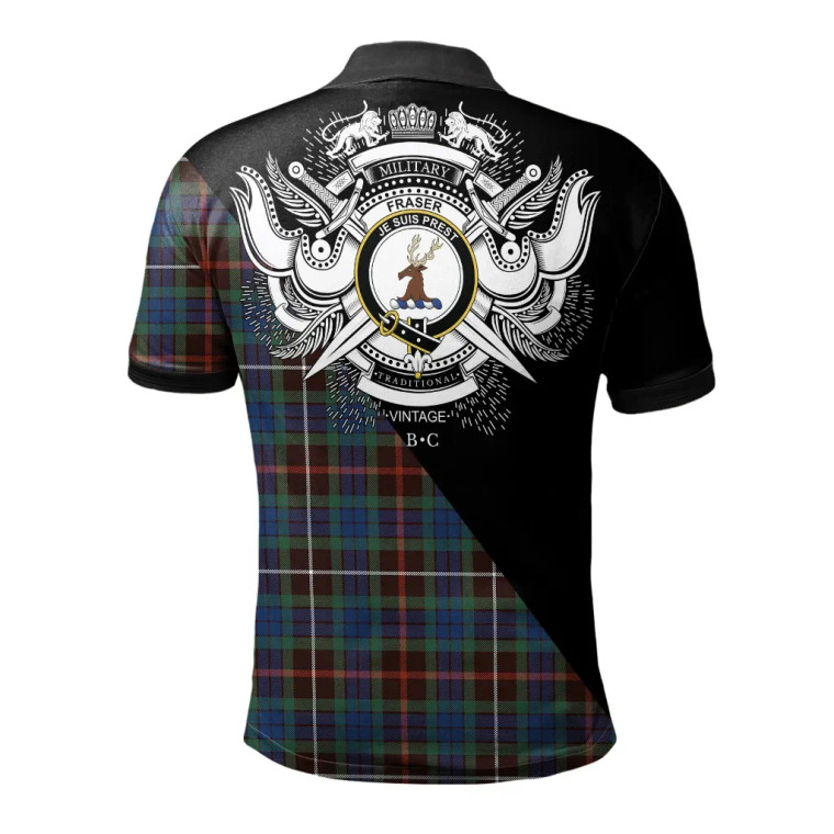 Scottish Fraser Hunting Ancient Clan Crest Tartan Polo Shirt - Military Logo Tartan Blether 2