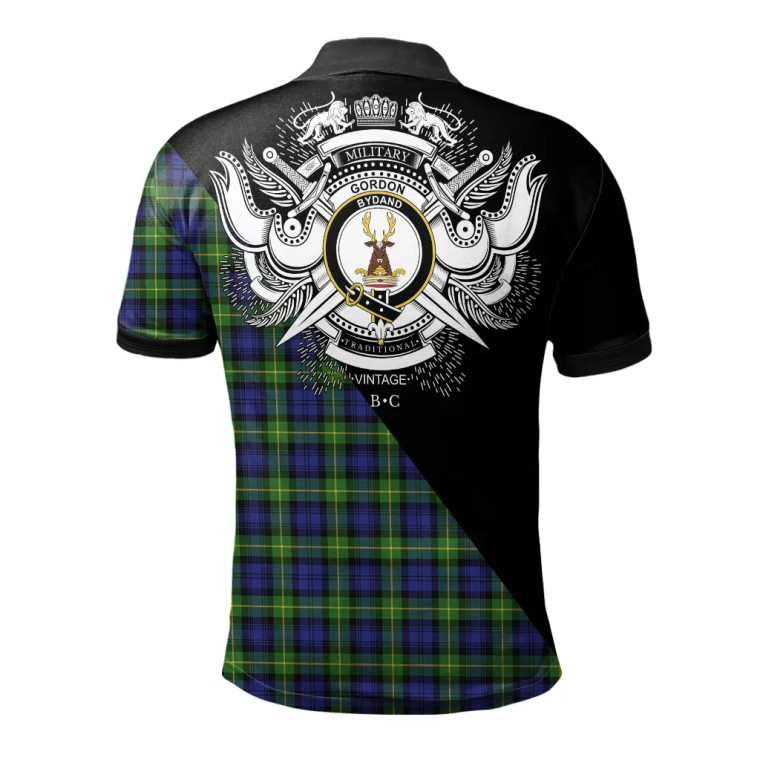 Scottish Gordon Modern Clan Crest Tartan Polo Shirt - Military Logo Tartan Blether 2