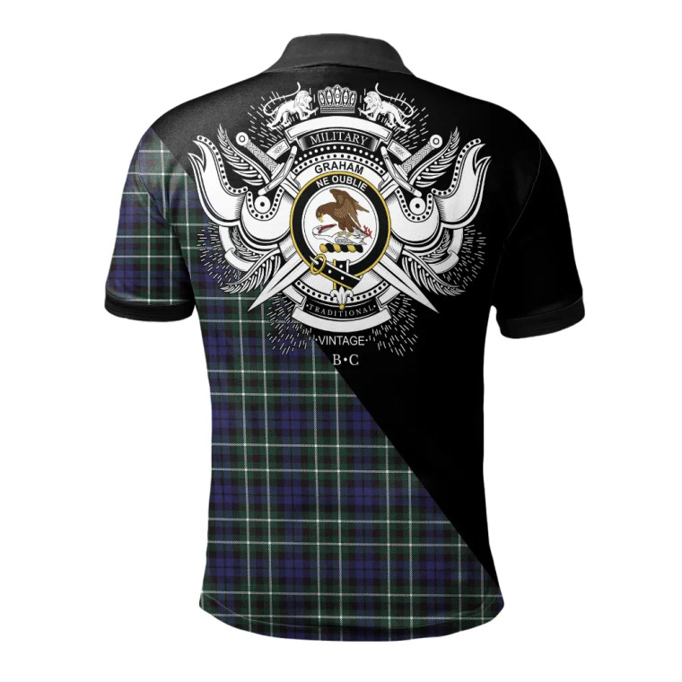 Scottish Graham of Montrose Modern Clan Crest Tartan Polo Shirt - Military Logo Tartan Blether 2