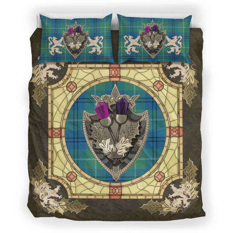 Scottish Oliphant Ancient Clan Tartan Bedding Set - Crystal Thistle Shield Tartan Blether 2
