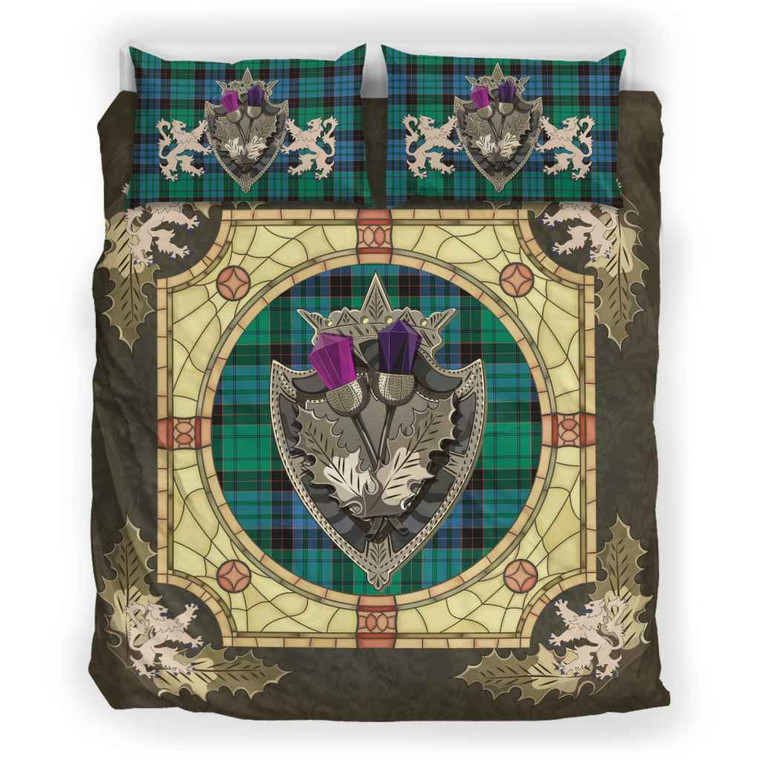 Scottish Stewart Old Ancient Clan Tartan Bedding Set - Crystal Thistle Shield Tartan Blether 2