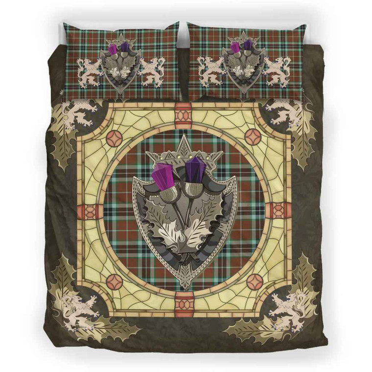Scottish Thomson Hunting Modern Clan Tartan Bedding Set - Crystal Thistle Shield Tartan Blether 2