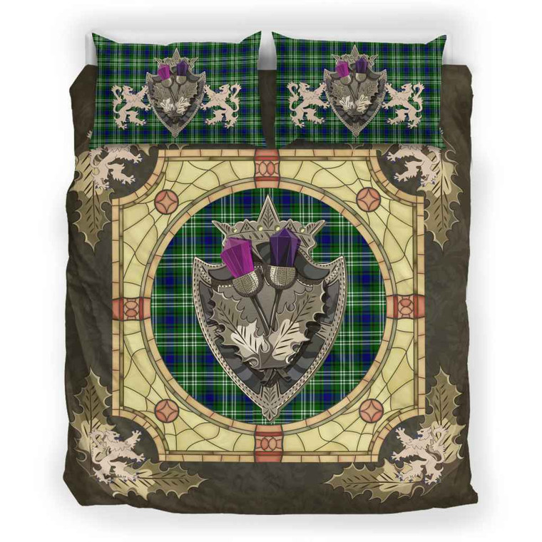 Scottish Tweedside District Clan Tartan Bedding Set - Crystal Thistle Shield Tartan Blether 2