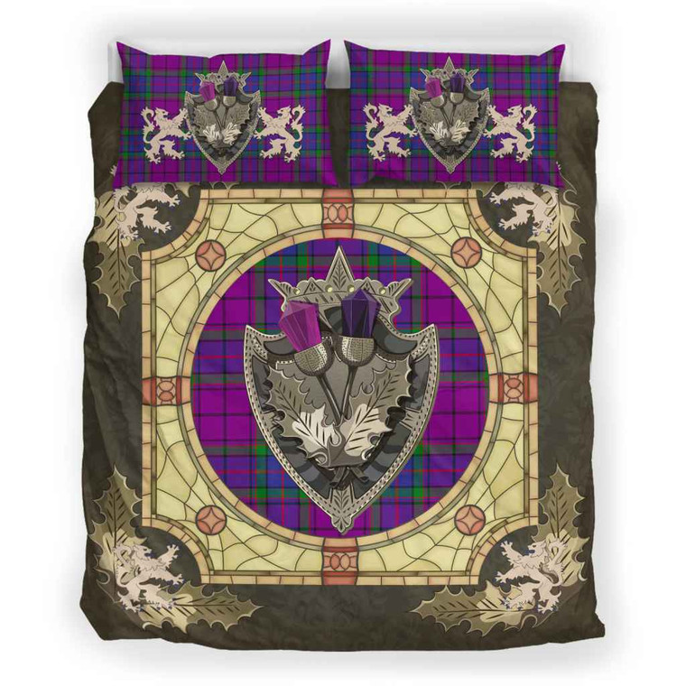 Scottish Wardlaw Modern Clan Tartan Bedding Set - Crystal Thistle Shield Tartan Blether 2