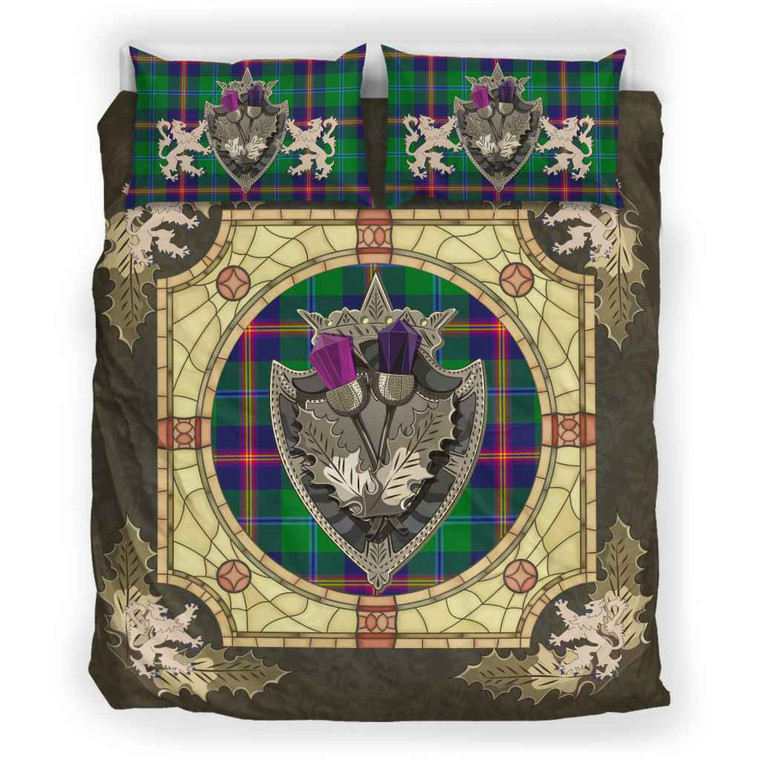 Scottish Young Modern Clan Tartan Bedding Set - Crystal Thistle Shield Tartan Blether 2