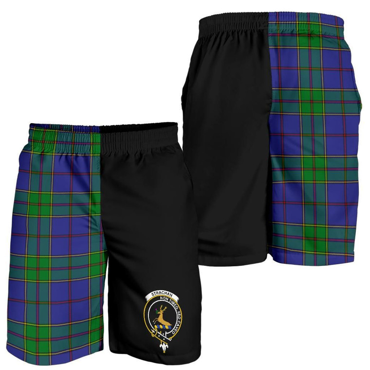 Scottish Strachan Clan Crest Tartan Half of Me Men's Shorts