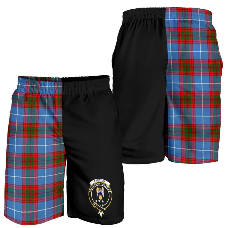 Scottish Preston Clan Crest Tartan Half of Me Men's Shorts