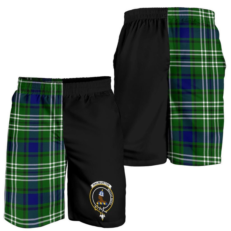 Scottish Haliburton Clan Crest Tartan Half of Me Men's Shorts