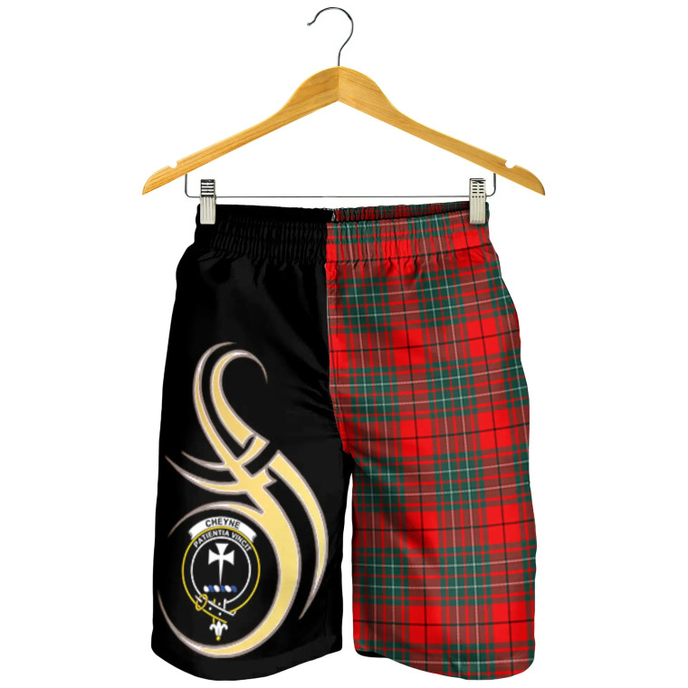 Scottish Cheyne Clan Crest Tartan Believe in Me Men's Shorts