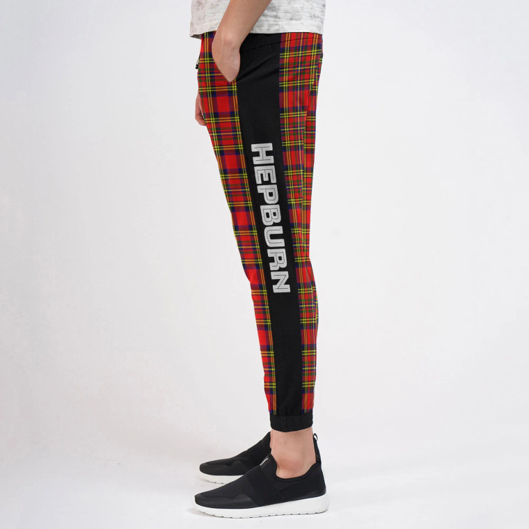 Scottish Hepburn Clan Tartan Sweatpant with Side Stripe