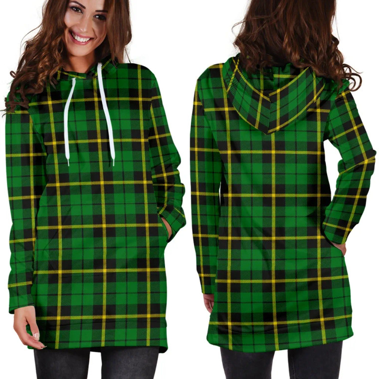 Scottish Wallace Hunting - Green Clan Tartan Hoodie Dress