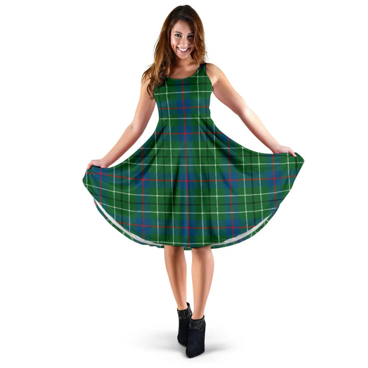 Scottish Duncan Ancient Clan Tartan Women Midi Dress