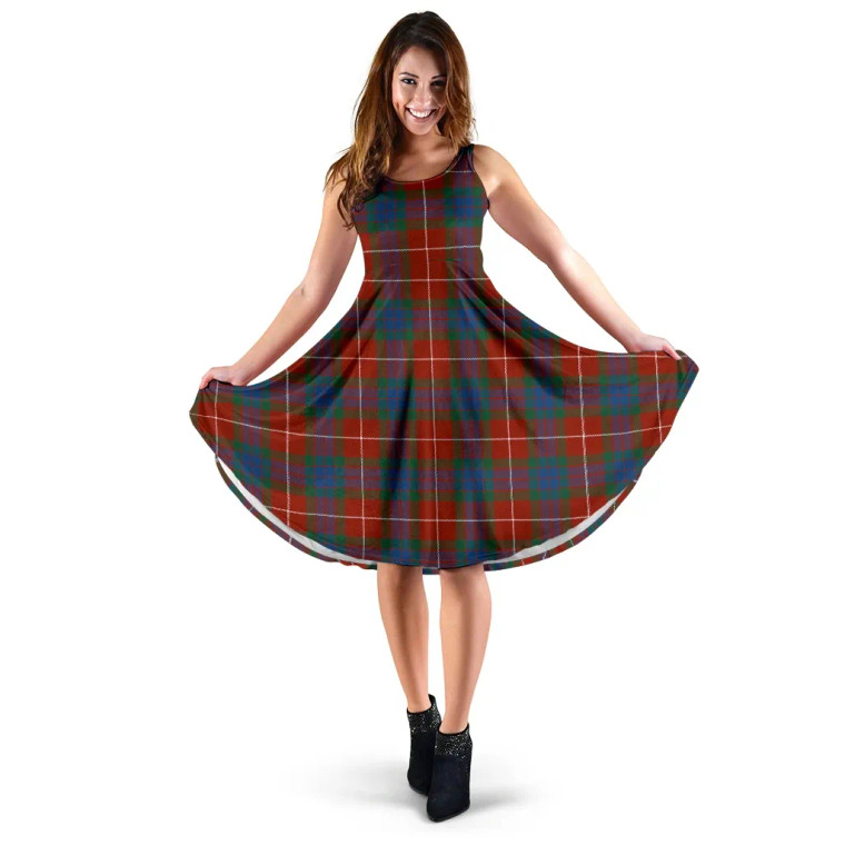 Scottish Fraser Ancient Clan Tartan Women Midi Dress