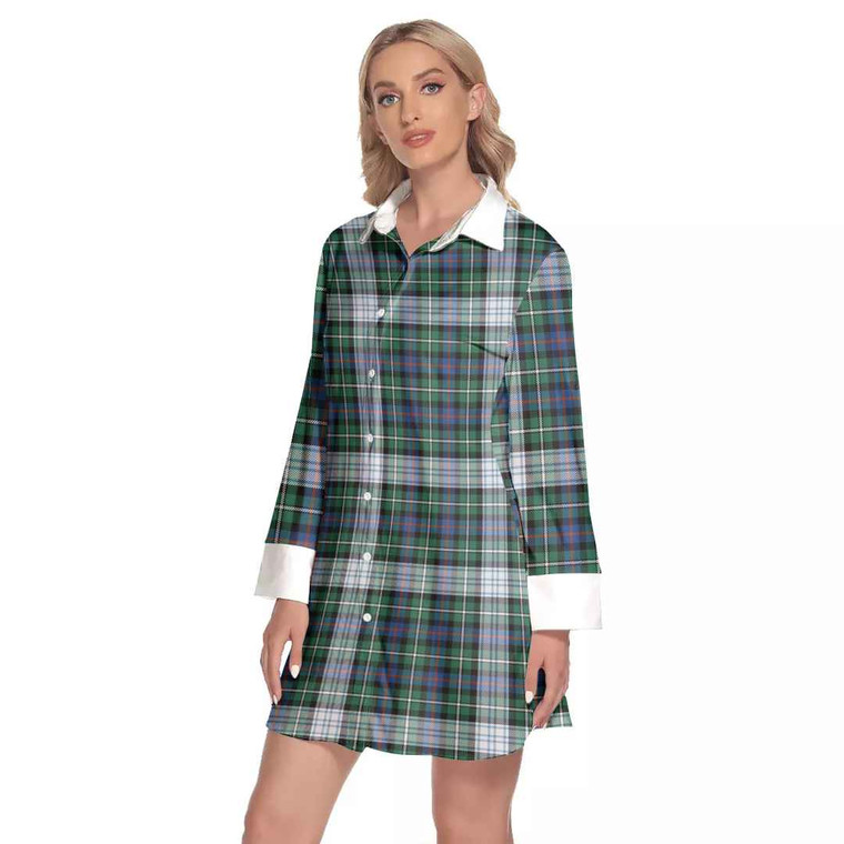 Scottish MacKenzie Dress Ancient Clan Tartan Lapel Shirt Dress with Long Sleeves Tartan Blether 2