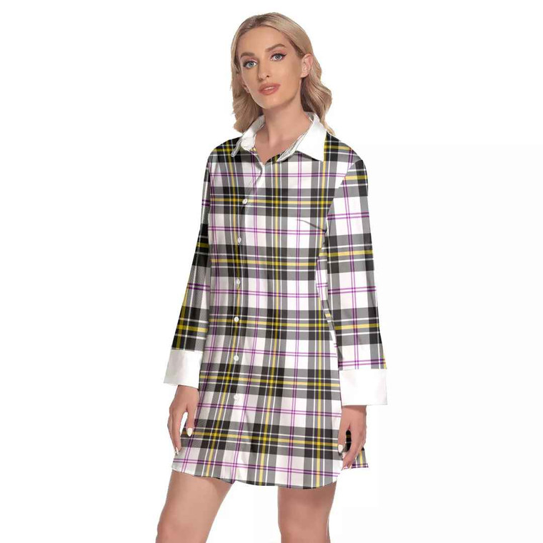 Scottish MacPherson Dress Modern Clan Tartan Lapel Shirt Dress with Long Sleeves Tartan Blether 2