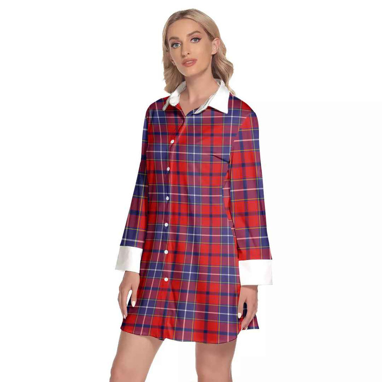 Scottish Wishart Dress Clan Tartan Lapel Shirt Dress with Long Sleeves Tartan Blether 2