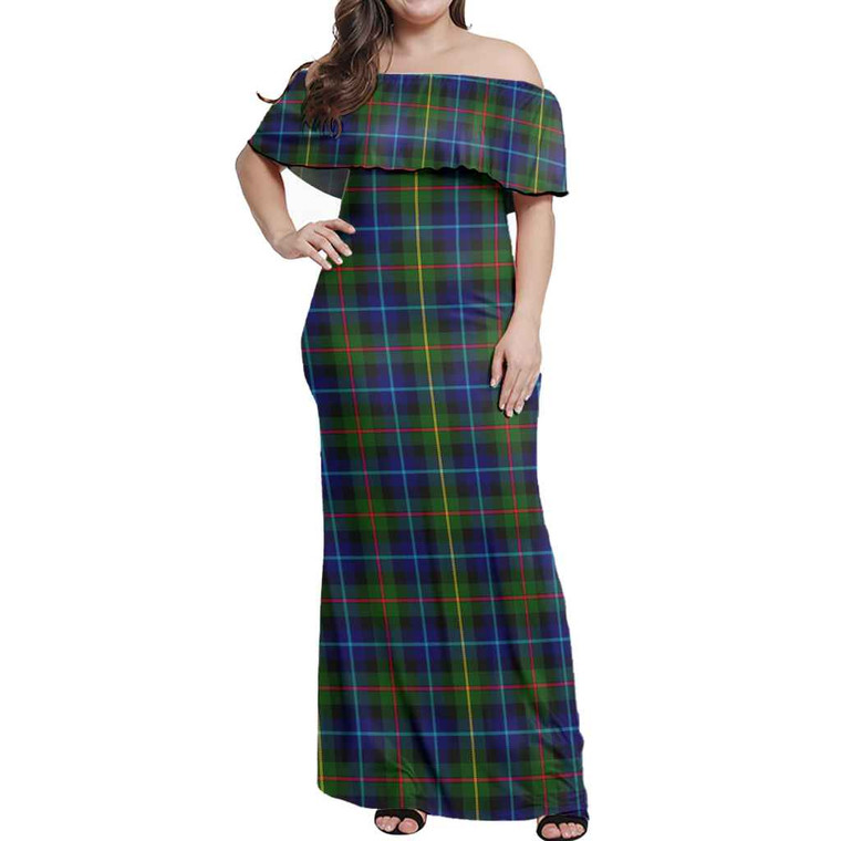 Scottish Smith Modern Clan Tartan Women Off Shoulder Long Dress Tartan Blether 1