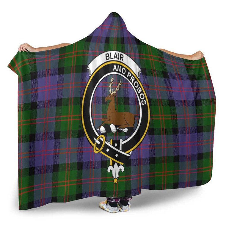 Scottish Blair Clan Crest Tartan Hooded Blanket Tartan Blether 2
