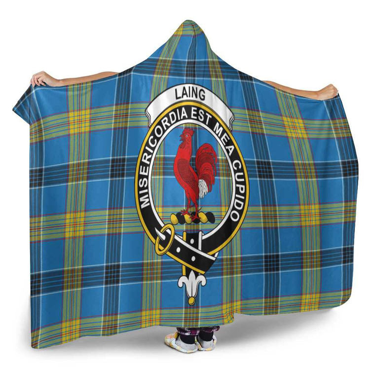 Scottish Laing Clan Crest Tartan Hooded Blanket Tartan Blether 2