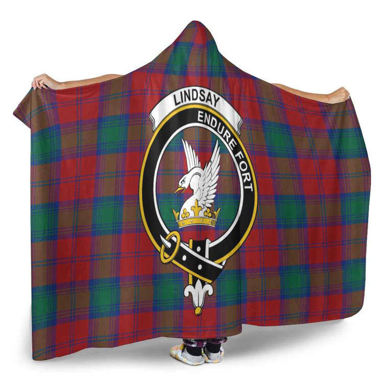 Scottish Lindsay Clan Crest Tartan Hooded Blanket Tartan Blether 2