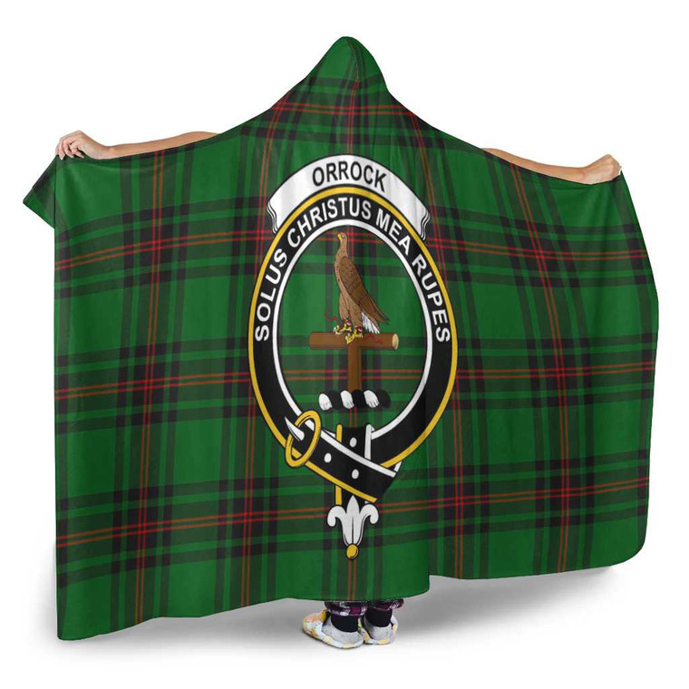 Scottish Orrock Clan Crest Tartan Hooded Blanket Tartan Blether 2