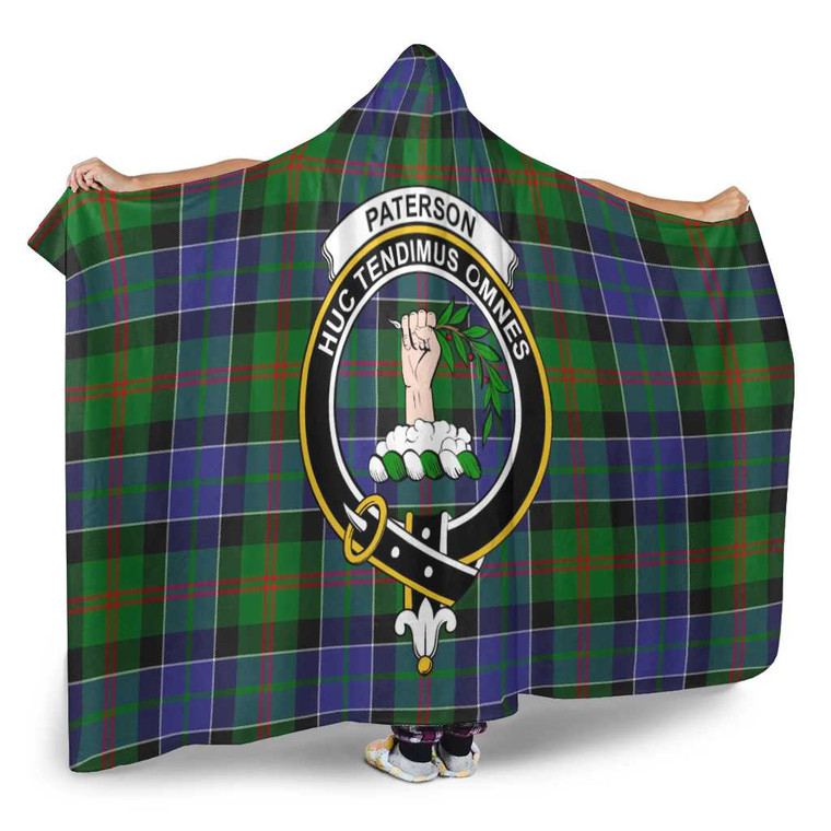 Scottish Paterson Clan Crest Tartan Hooded Blanket Tartan Blether 2